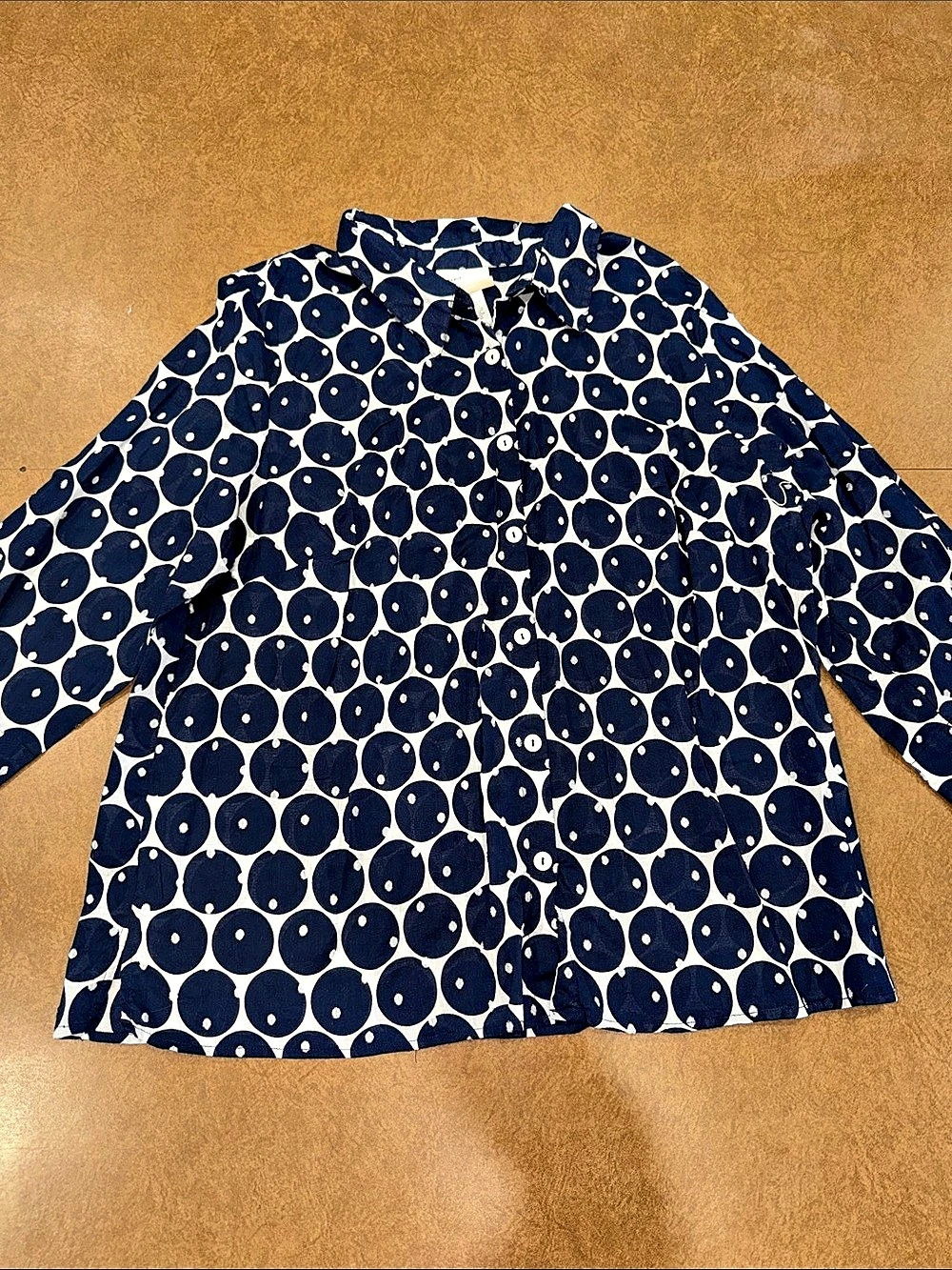 alfred dunner Polka Dot Button Down Blue & White Size 2X • See Thru • See Pics